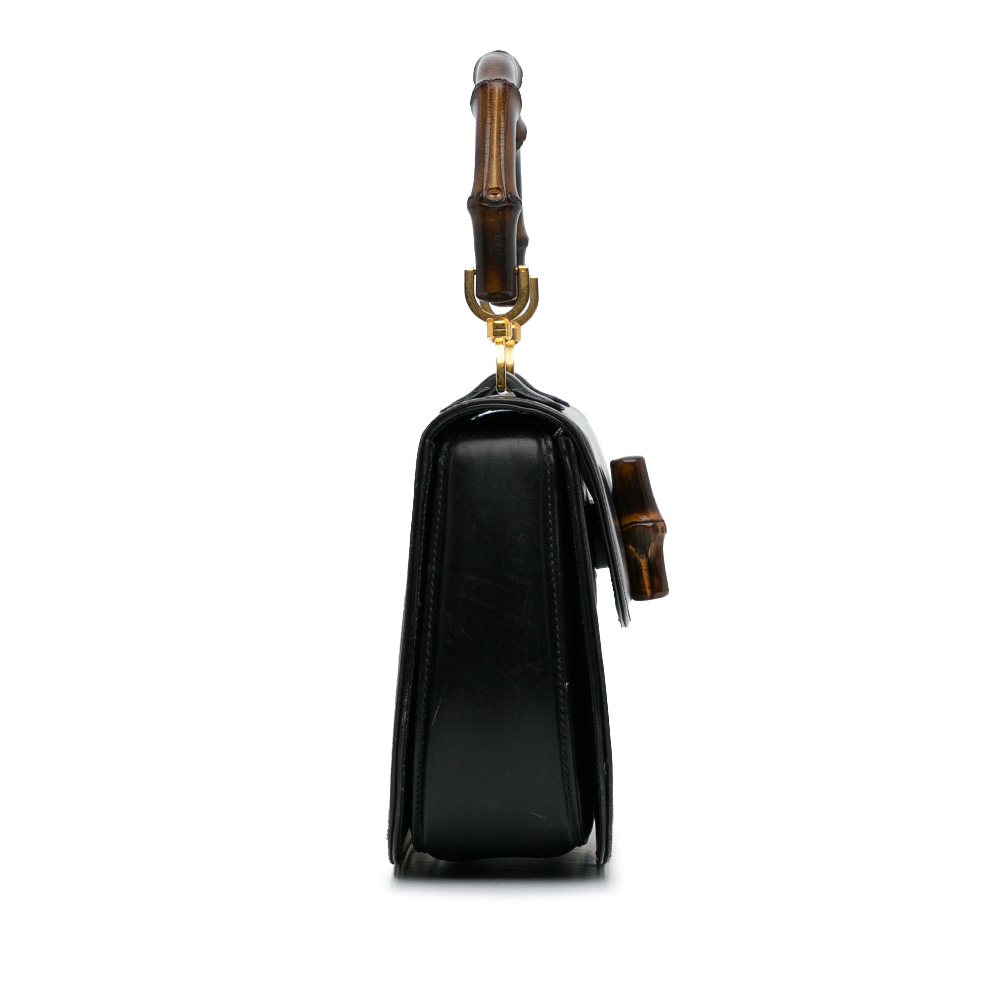 Handbag Top Gucci Bamboo Black Night HandleBag Pre-Owned Calf Authenticated Leather (Good) Unisex