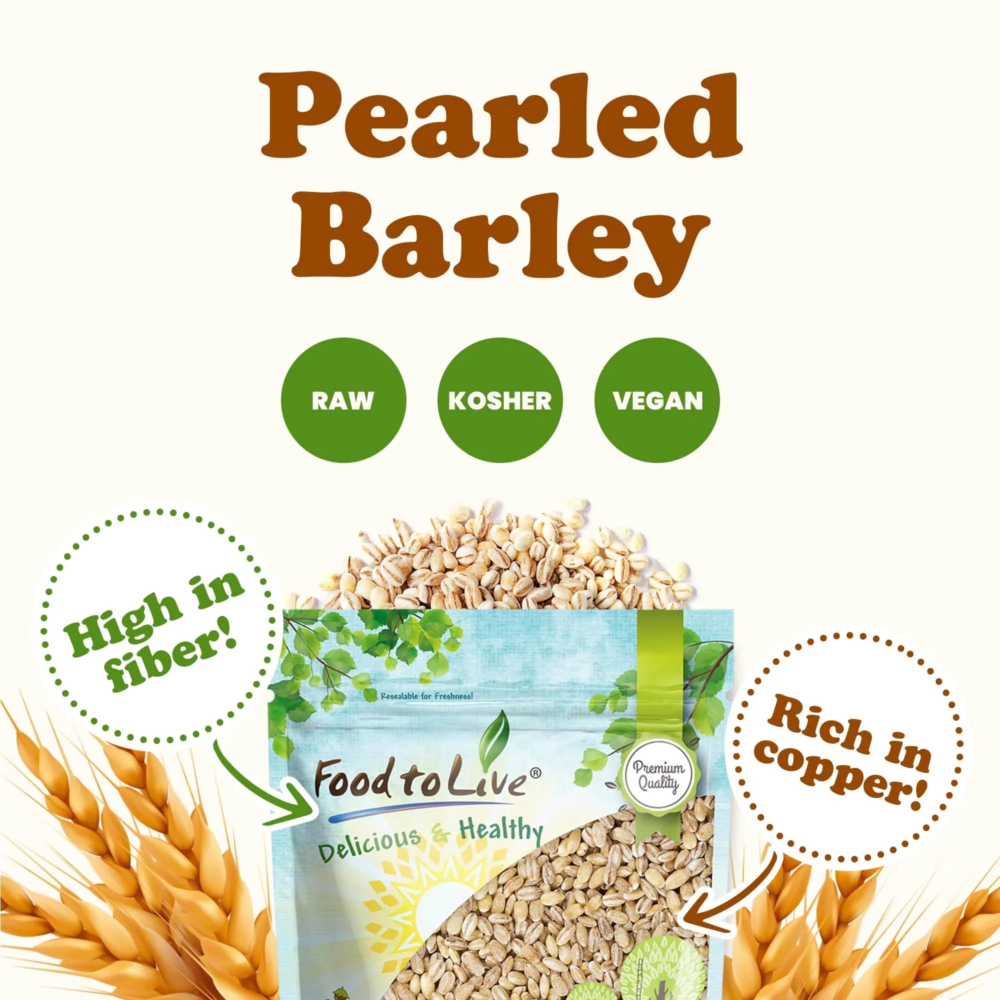 Raw â?by Pounds Barley, Vegan, to Food 15 Pearled Live â?Kosher,