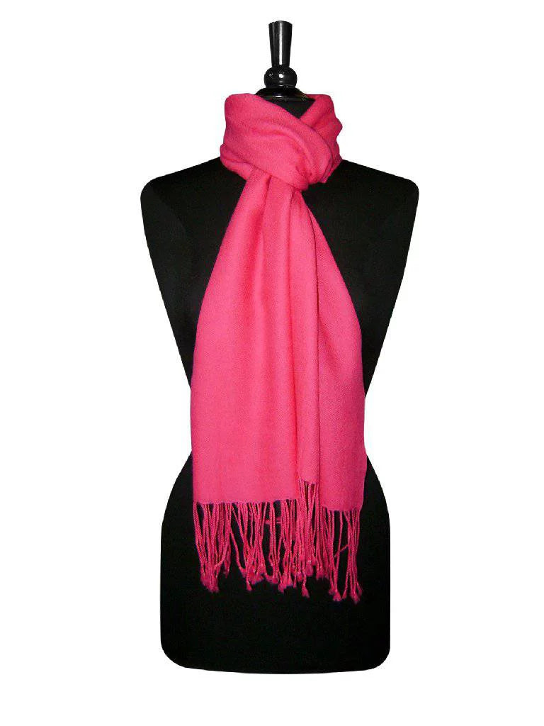 Wrap Fuchsia Biagio Color Wool Scarf Pink Hot Shawl Solid Pashmina 100% Womens