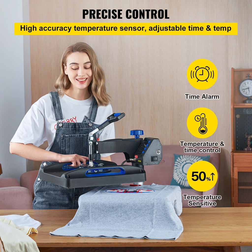 Printer Digital Fast with 15" Vinyl Press Transfer Machine, Pressing Canvas x 12" T-Shirt Surface, Sublimation Heating 360 Blue Anti-Scald Heat Machine, Away BENTISM Pillow, Swing Bag,