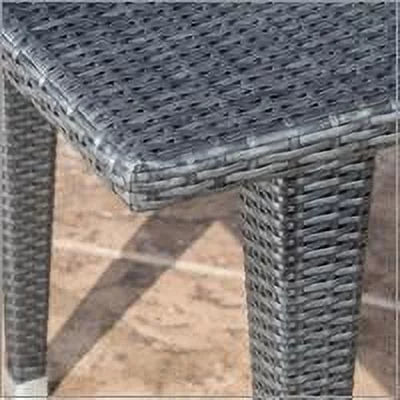 Grey, Set Silver Wicker Rectangular with Cushions, Arcadia Piece Dining Outdoor 7