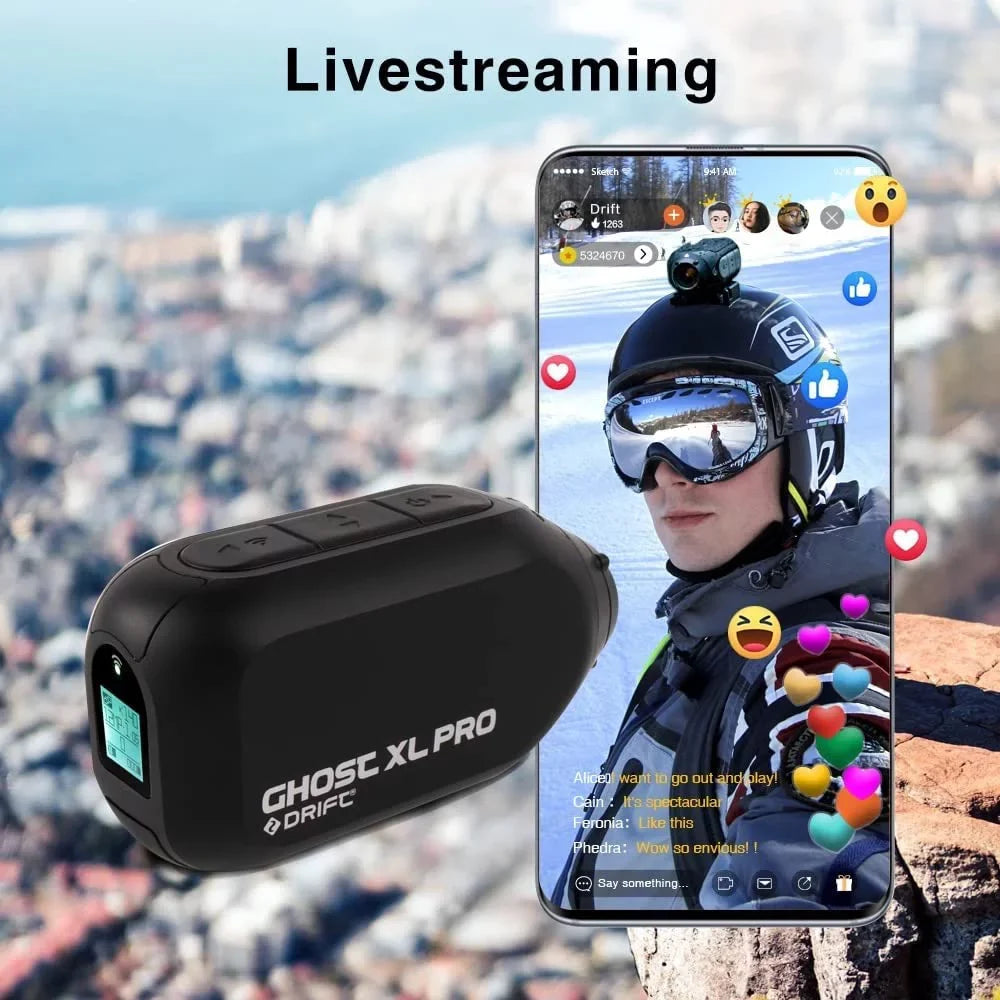 Ghost 4 Action Life Battery Stabilization Drift External Support Camera Hour XL Pro Wide Camera, Degree Mic 140 Image Angle 4K Waterproof