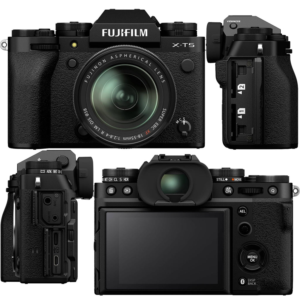 More Advanced FUJIFILM - Batteries (Black) X-T5 Bundle) 2x 128GB Card, Memory & with Extreme Bundle Much Replacement Includes: Lens 18-55mm (35pc Ultimaxx