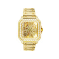 Tone Gold Custom 14K Watch Dial Diamond Moissanite Stainless Skeleton Automatic Mens Steel