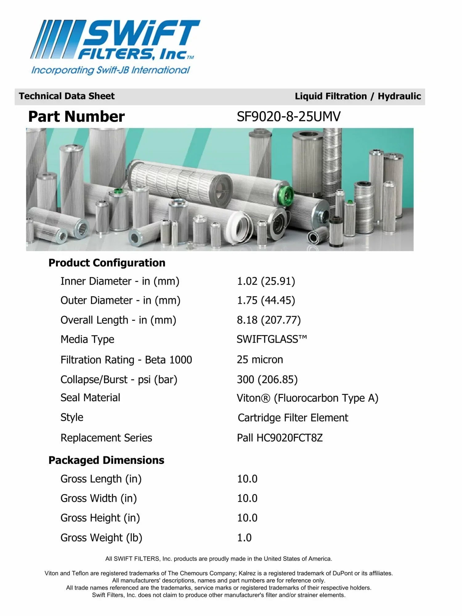 Microglass Cartridge NAPA Element Filter Construction for Direct 25 Micron Interchange 7861