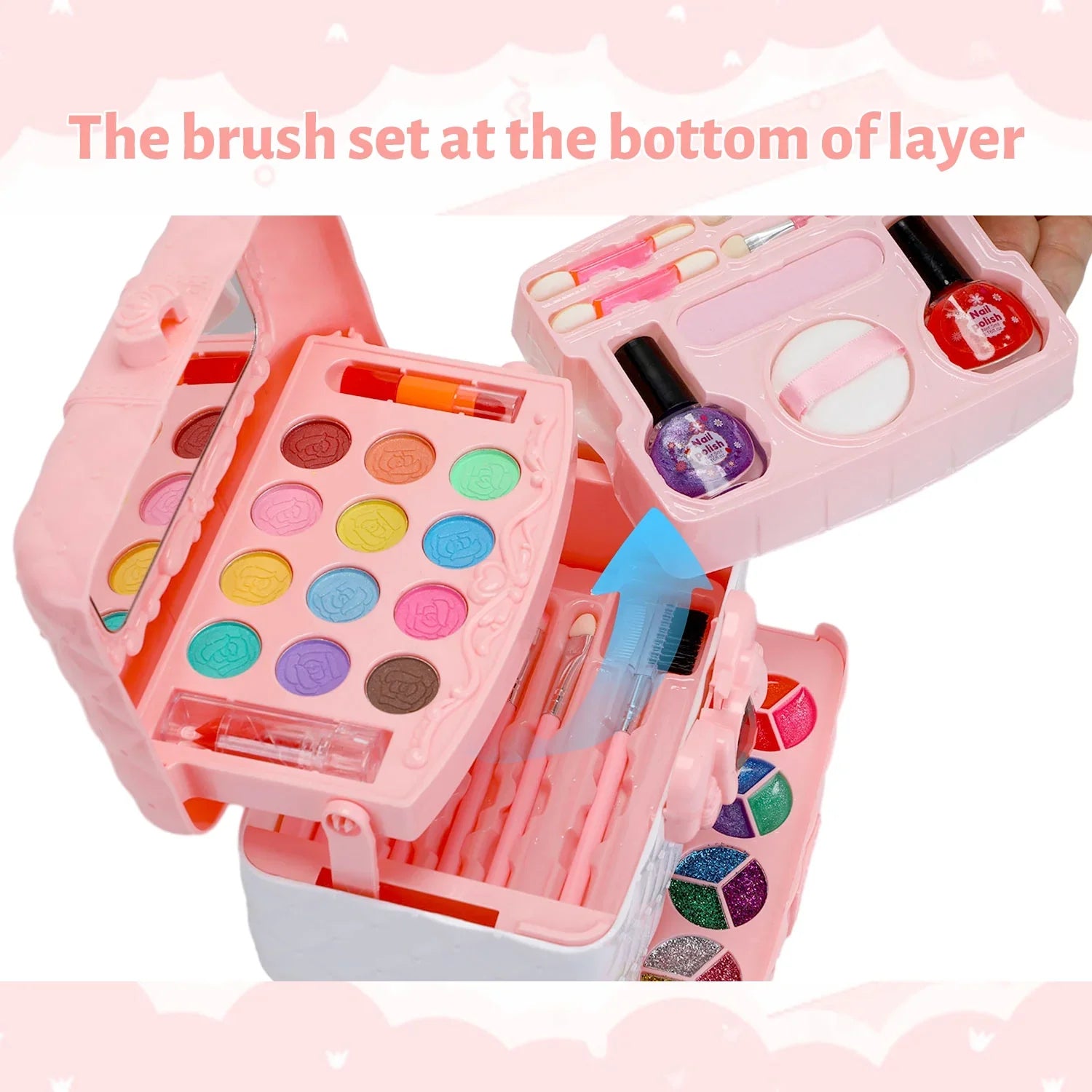 Kids Frozen 42 Makeup WATTNE Set (Pink) Girl & Non-Toxic Pcs Gift for Makeup Real Toys Kit for Christmas Old Washable Year Set, Girl Cosmetic Safe Toddler Kit, & 3-12 Makeup Kids Birthday Makeup