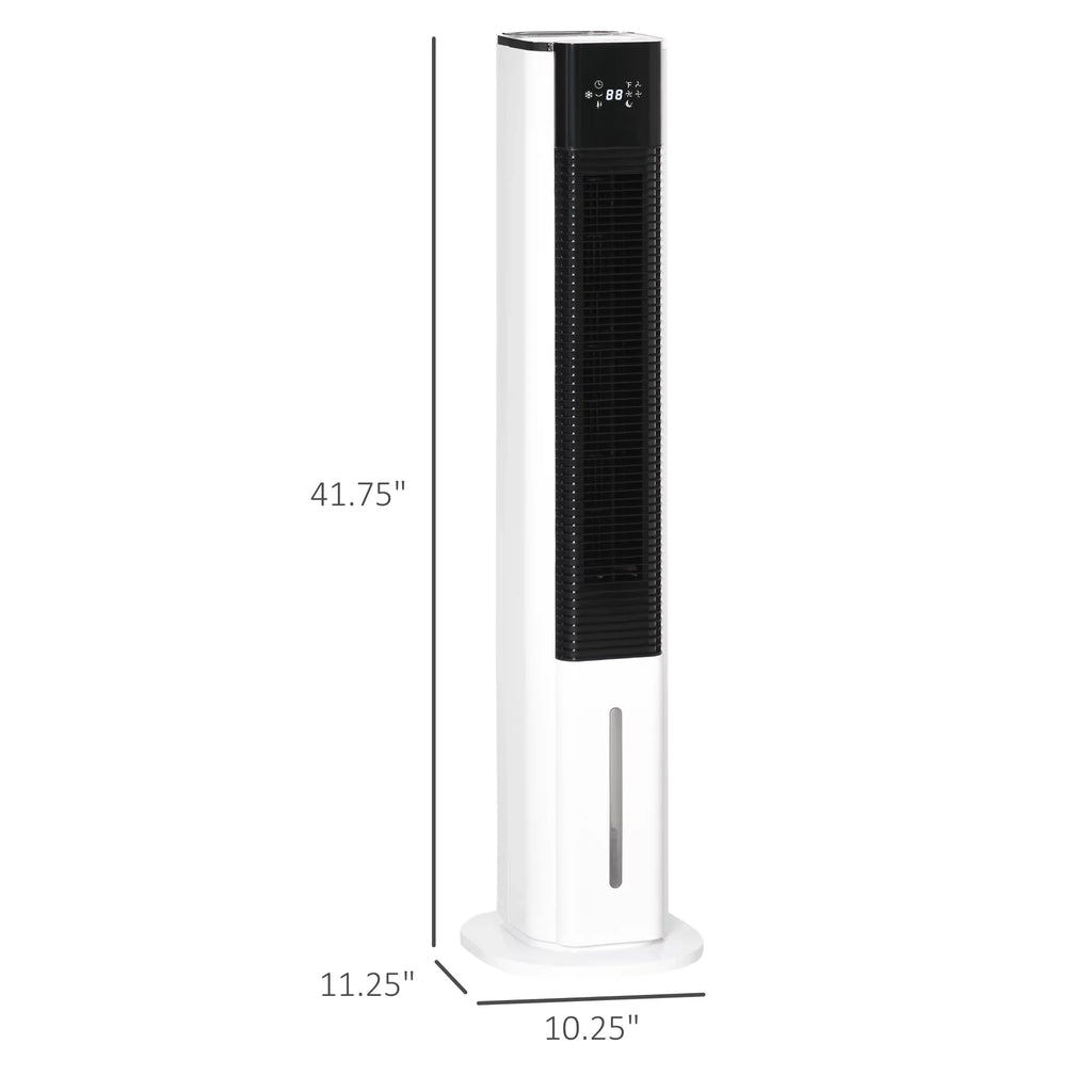 with Tank, 3-In-1 and Air Remote, Cooler, 1.6 Evaporative Gal White Portable Oscillating, Cooling 42" Ice Timer, HOMCOM LED Humidifier Water Display, Fan