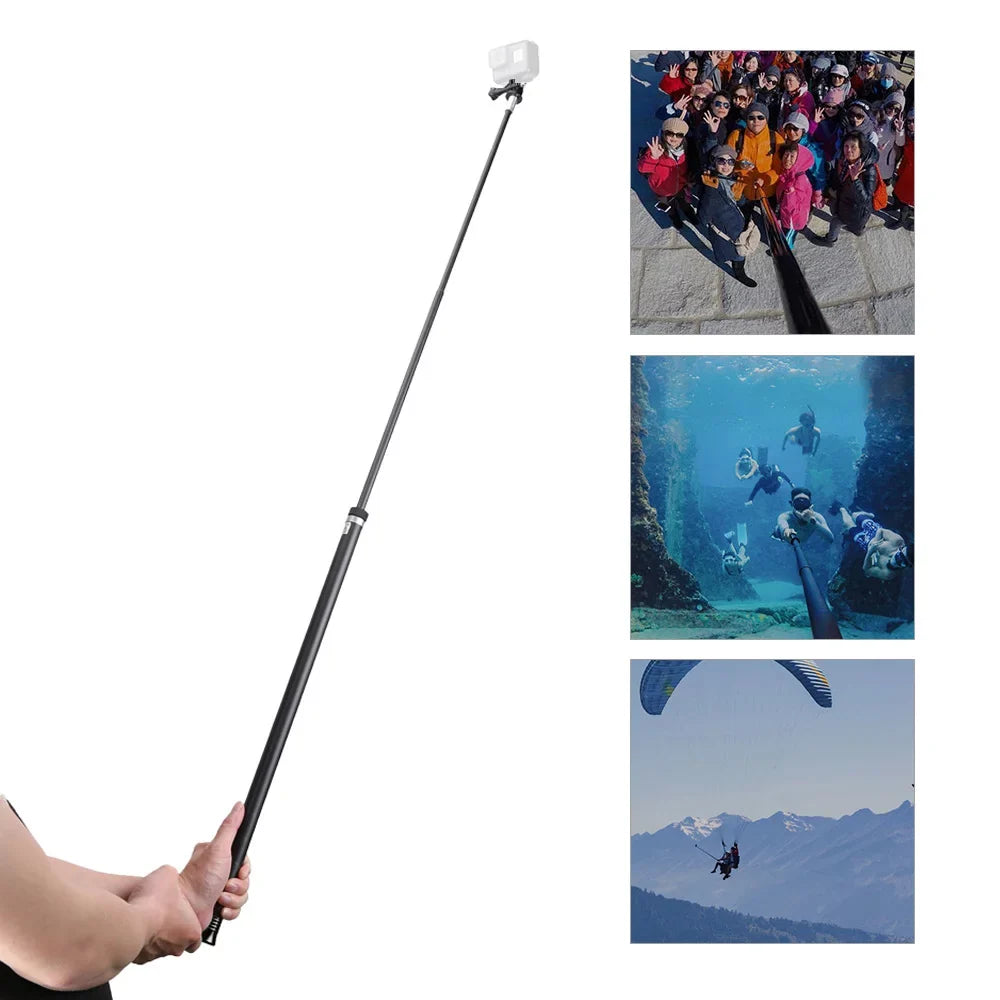 Action Hero Lightweight 10/9/8/7/6/Hero Ultra Carbon Black(2018) for R Fiber Replacement Monopod GoPro Long for Handheld 5 C Selfie OSMO Replacement One Pole Extendable Inch Stick 2.7M/106
