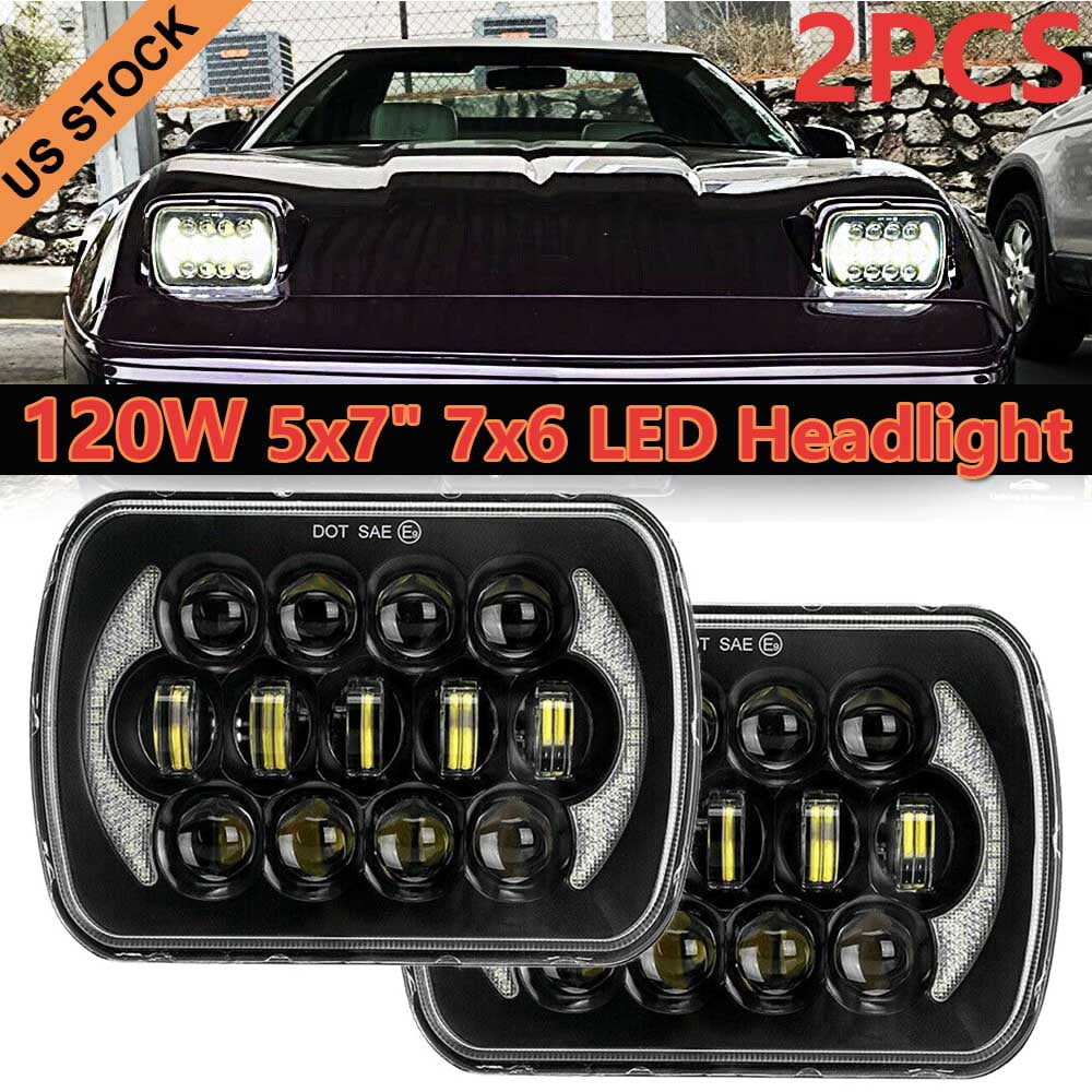 Cherokee LED Lo Pair Headlight Beam 400W DRL 5x7" 7x6" XJ Jeep Chevrolet For Hi
