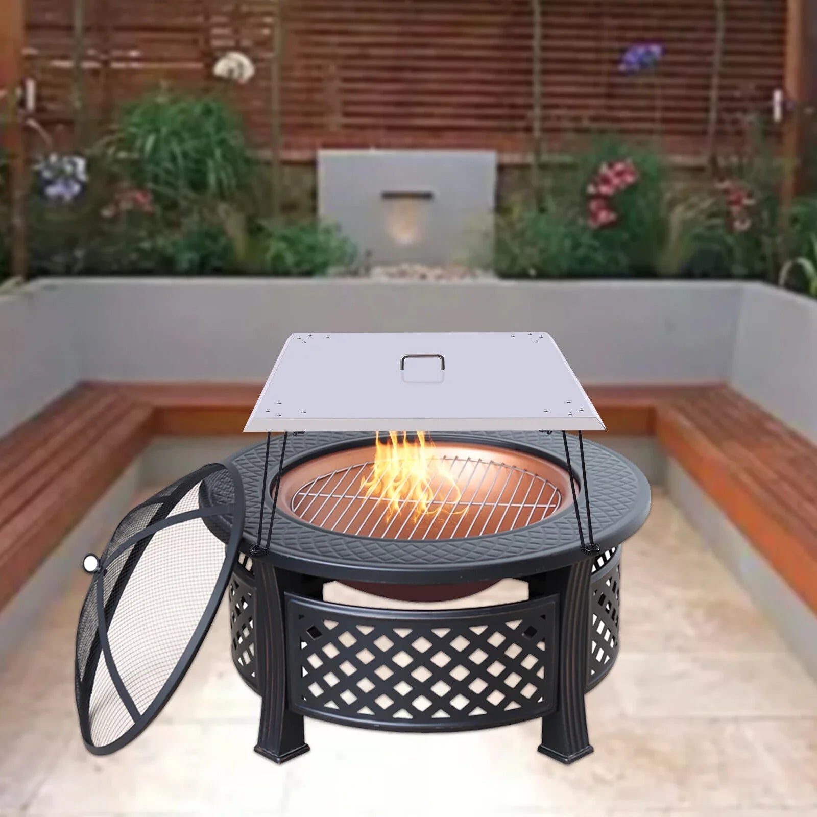 Heater Deflector-Turn into Fire Heat Pit Pit a Fire Patio Cover 30"x30" Burner