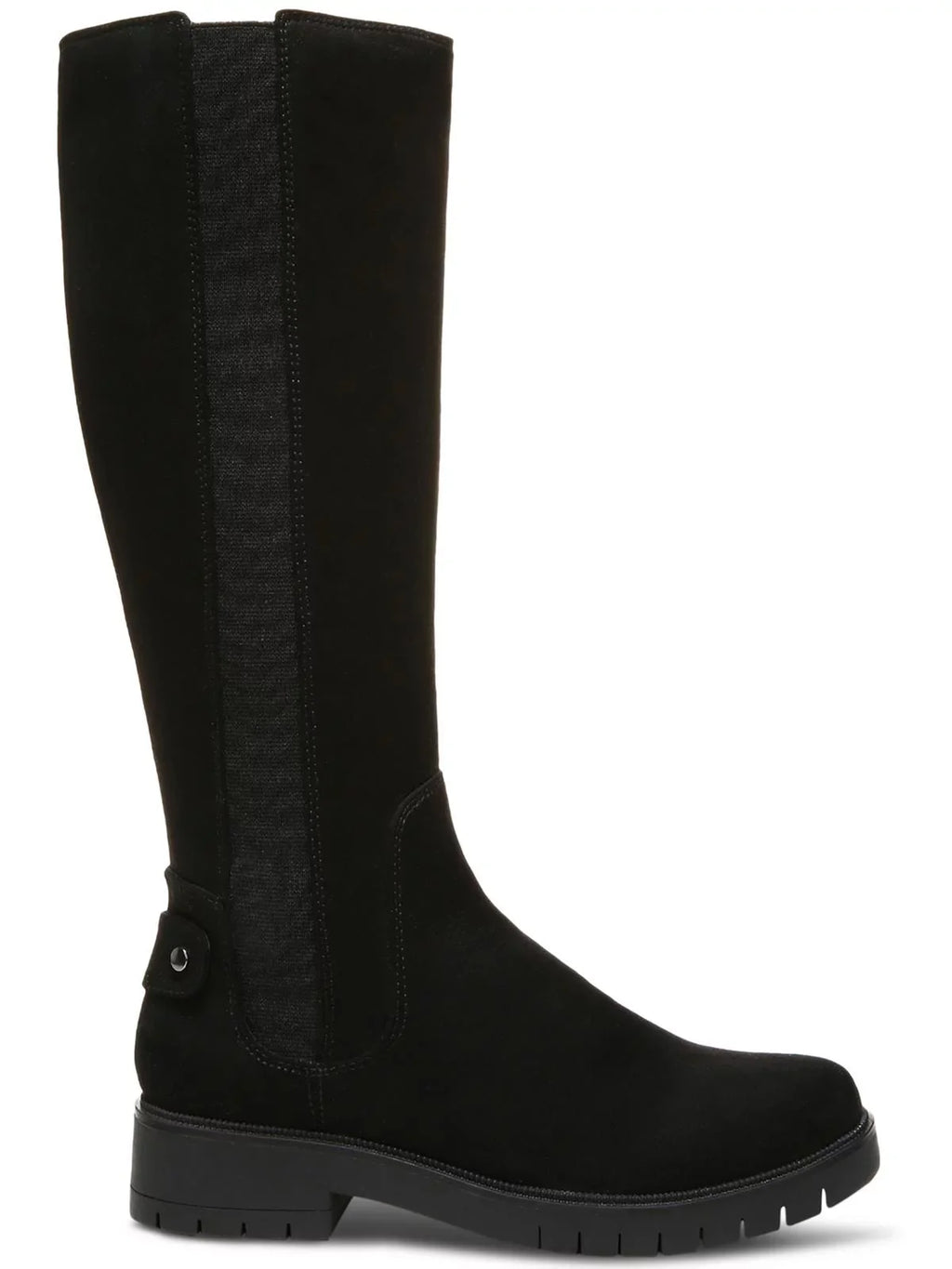 Side Goring Strap Lug Heel Shoes 6 Toe Gwynn Boots Black Zip-Up Sole Womens Round Padded M Block & STYLE Accent COMPANY