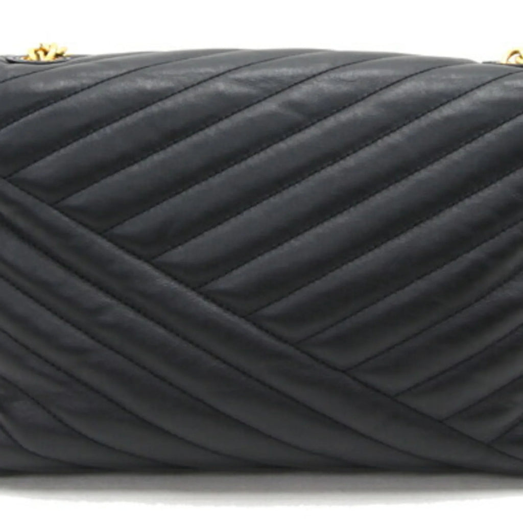 BURCH Shoulder Quilted Chevron Kira Bag Tory Chain Pre-Owned TORY (Good) Black Women's 58465 Leather Burch