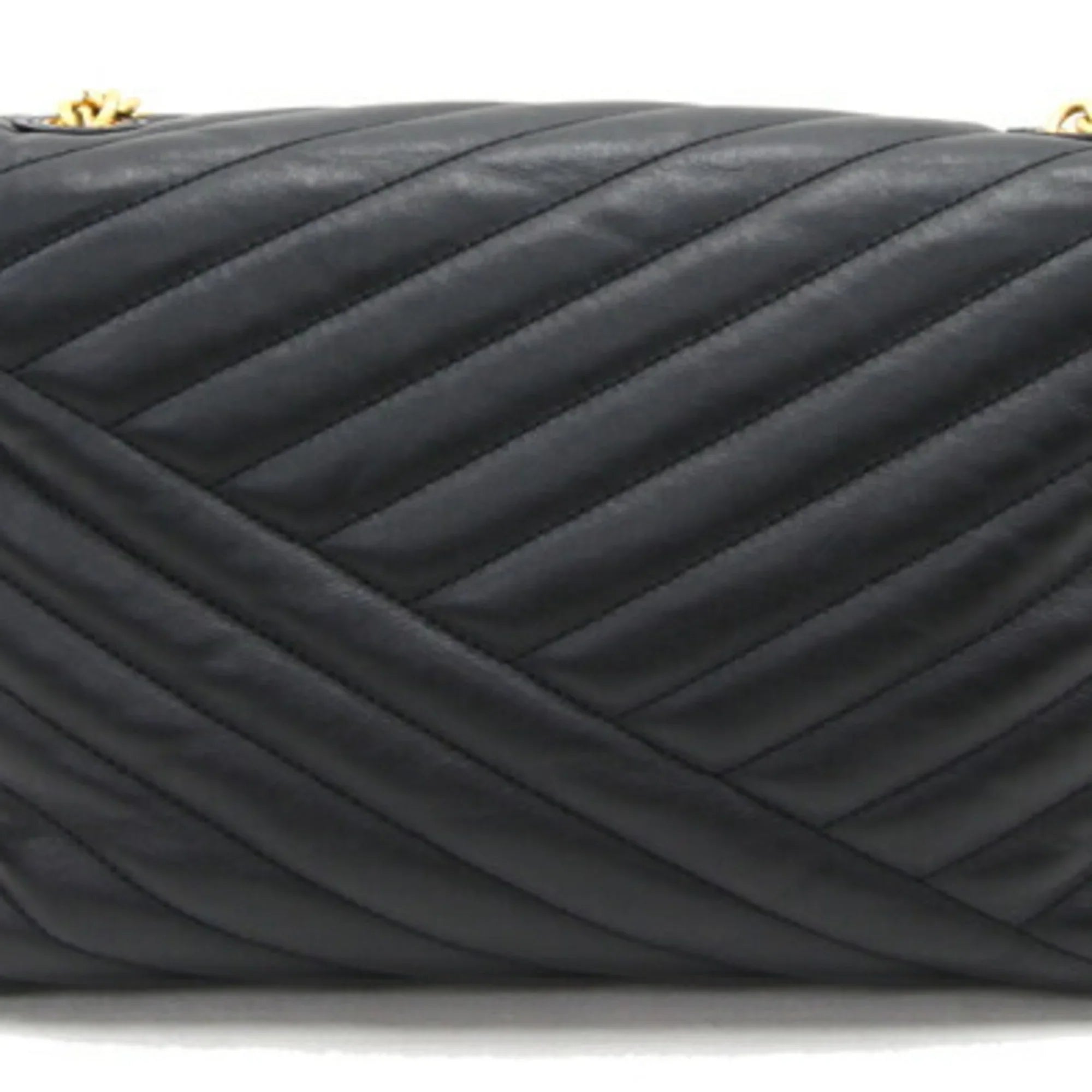 BURCH Shoulder Quilted Chevron Kira Bag Tory Chain Pre-Owned TORY (Good) Black Women's 58465 Leather Burch