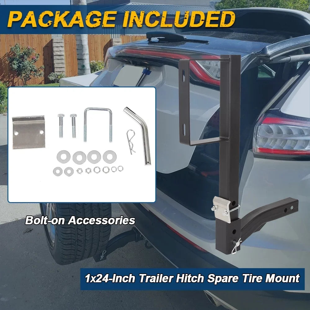 Mount Universal Hitch Trailer Tire Hitch All Spare Rack RV High Tire Carrier Receivers KOJEM Car 24" Truck Spare Fits Tire 2"