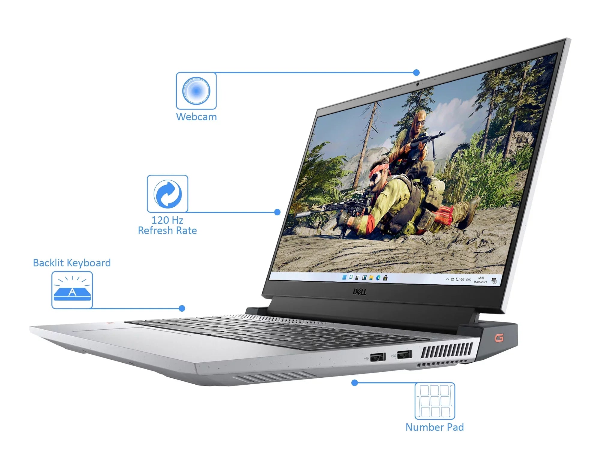 FHD RTX Windows 3050 G15 Phantom PCIe Ryzen SSD, 8GB Dell 120Hz 7 AMD 11 RAM, Notebook, 15.6" NVIDIA 512GB GeForce Ti, Grey, 5800H, Home Gaming