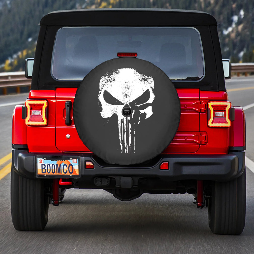 '- JL JL Cover Wrangler Punisher Rubicon Tire (2018-2020) for Skull Distressed (w/ camera) - Soft 33" - back-up Jeep Boomerang