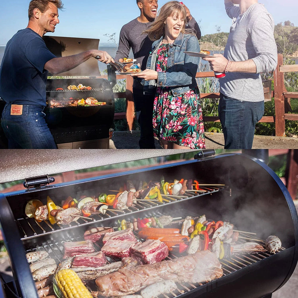ZPG-7002B Pellet Z Wood Grill 8-in-1 GRILLS & Smoker BBQ 694 Black in. sq.