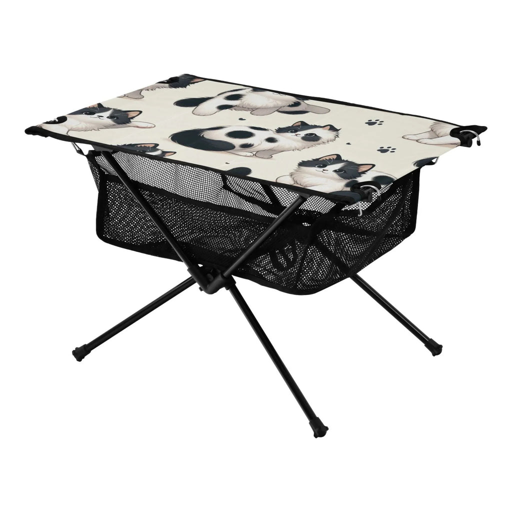 Folding Compact with Portable Outdoor Storage for Bag Cat Beach Travel Camping Table Footprint Table BBQ Fishing Table Cute Picnic