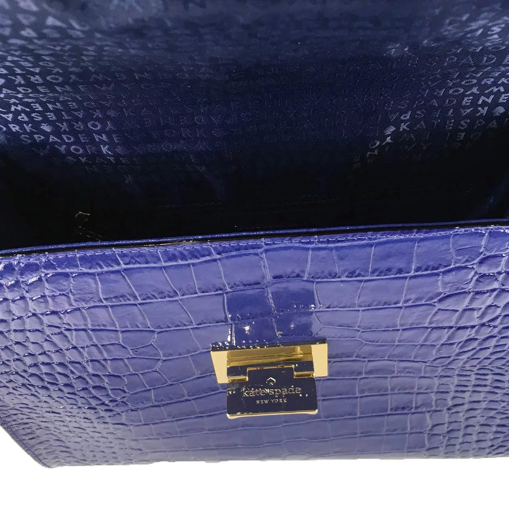 Blue York Kate Doris Knightsbridge Croco New Satchel, Asilah Spade Leather