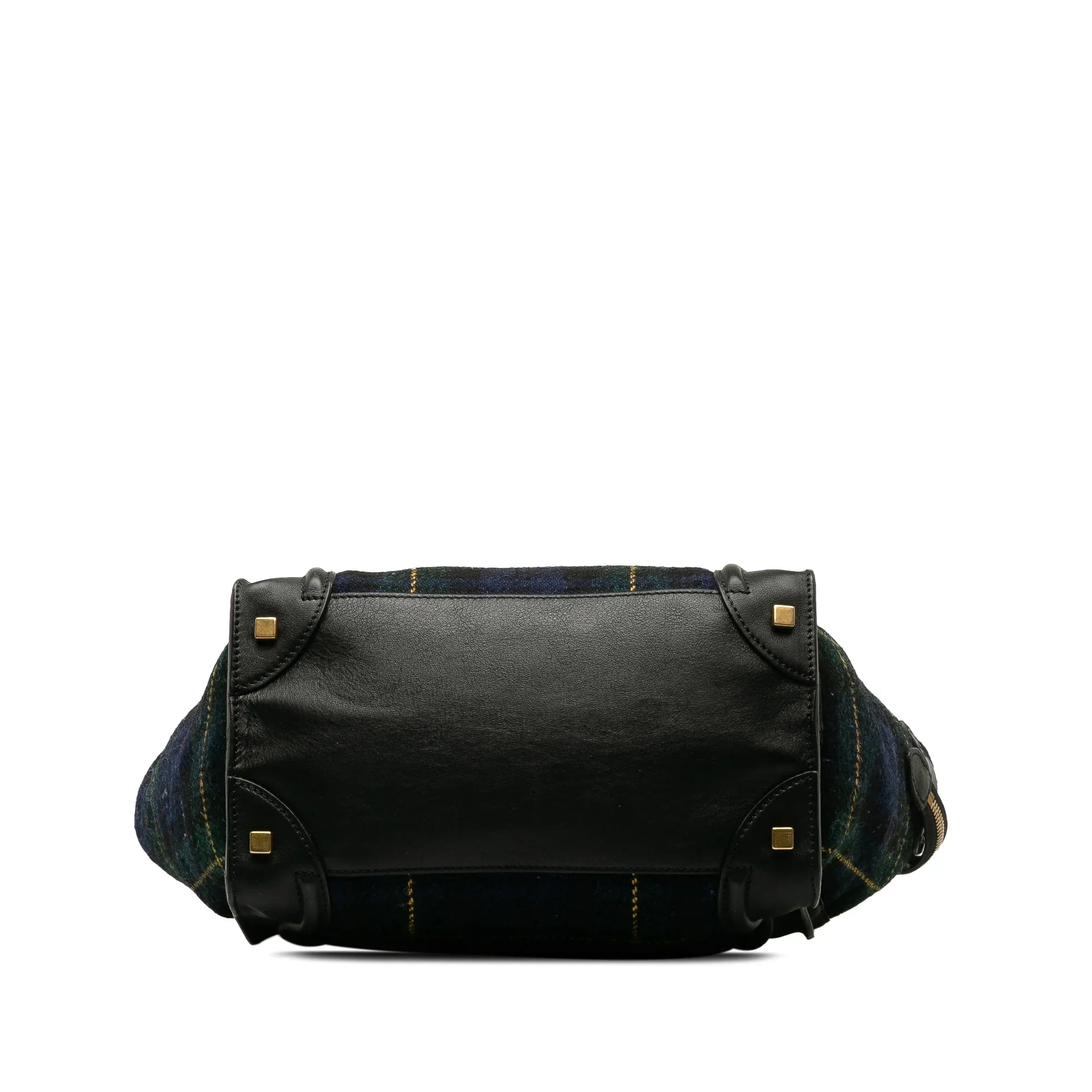 Blue Fabric Pre-Owned Bag Luggage (Good) Wool Tote Tartan Mini Celine Tote Authenticated Unisex