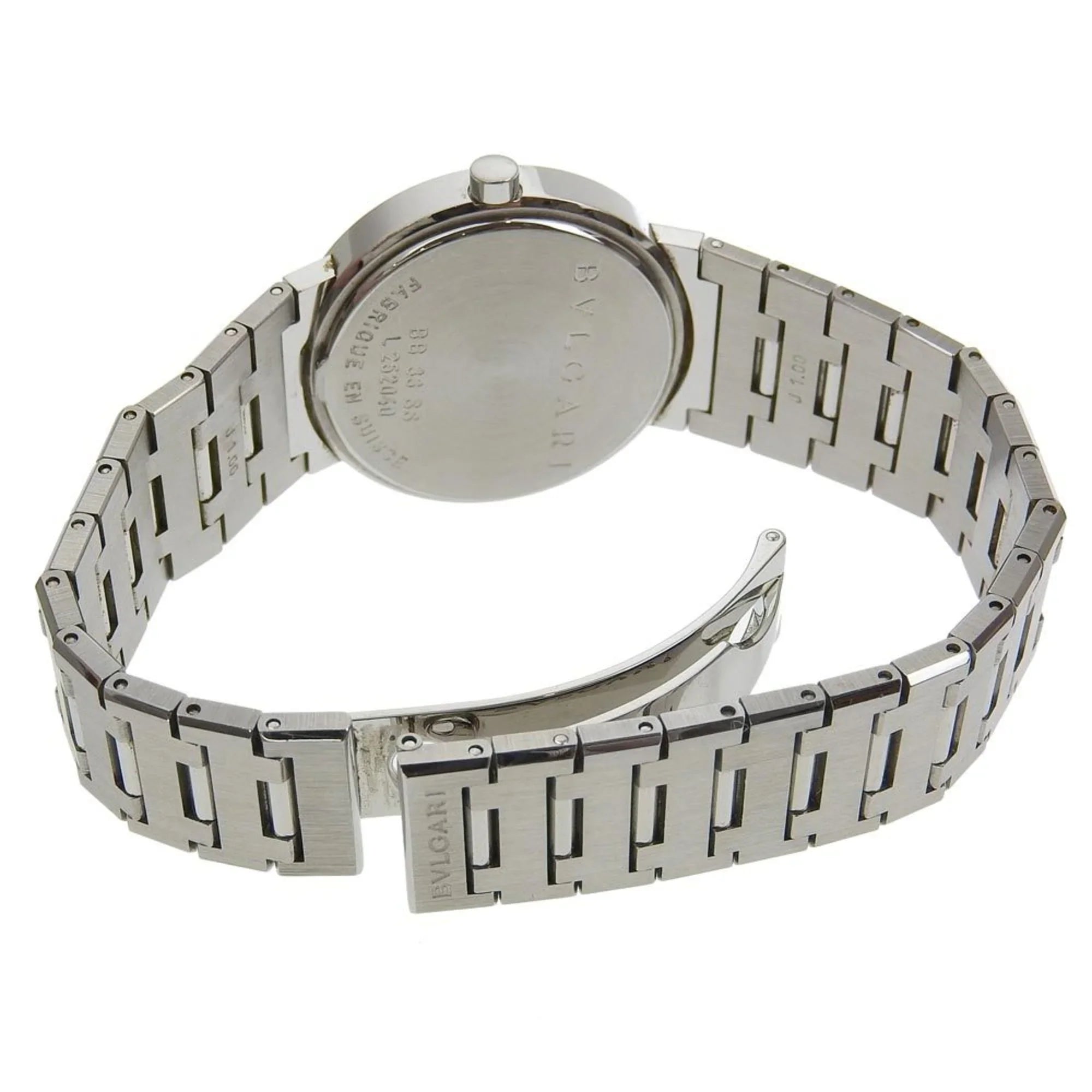 Dial Quartz Men's Display BB33SS BVLGARI Pre-Owned Bvlgari Bulgari Stainless I220823033 Watch Steel Black Analog (Fair)