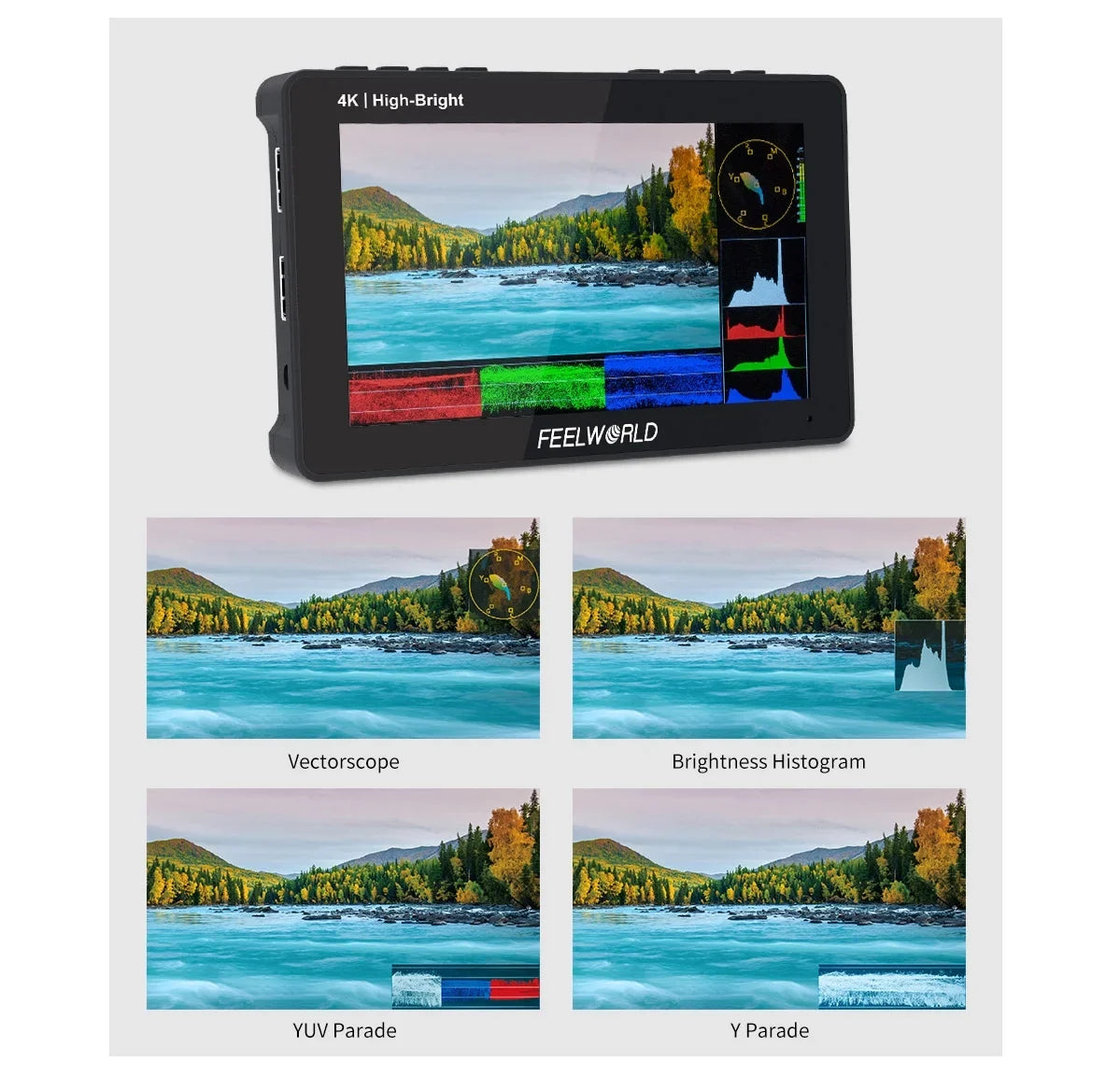 DSLR Touchscreen Camera Pro External FEELWORLD Power Kit F6 3D 5.5 F970 Wireless for Field with 1600nits Install HDMI 4K +Carry +Battery Inch Case LUT FHD 1920x1080 Monitor Transmission