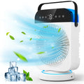 Small Camping Office Desktop Light Evaporative Portable Cooling With Led With Personal 4 For Speeds,Oscillation/Humidifier/Timing Fan Air Conditioner,Mini Function, Room Cooler Air