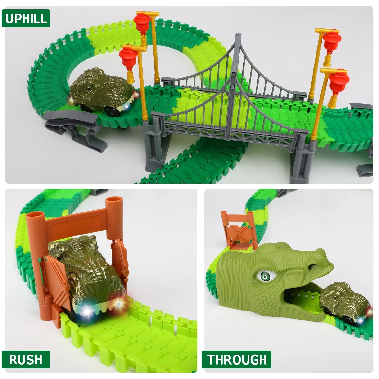 Track Birthday Cars, 5 Toddler Christmas 7 Road Dinosaur Train Toys Set, 3 Year 8 4 Gifts Boys Girls Toys Old World 6 for Beefunni Dinosaur Race 2