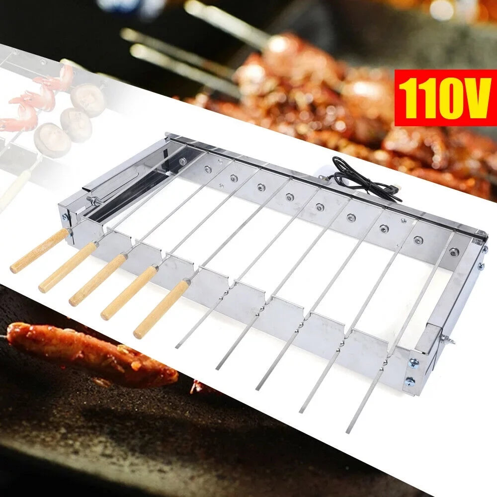 Grill BBQ Rolling Electric Steel Camping for Stainless Automatic Cooking Grill