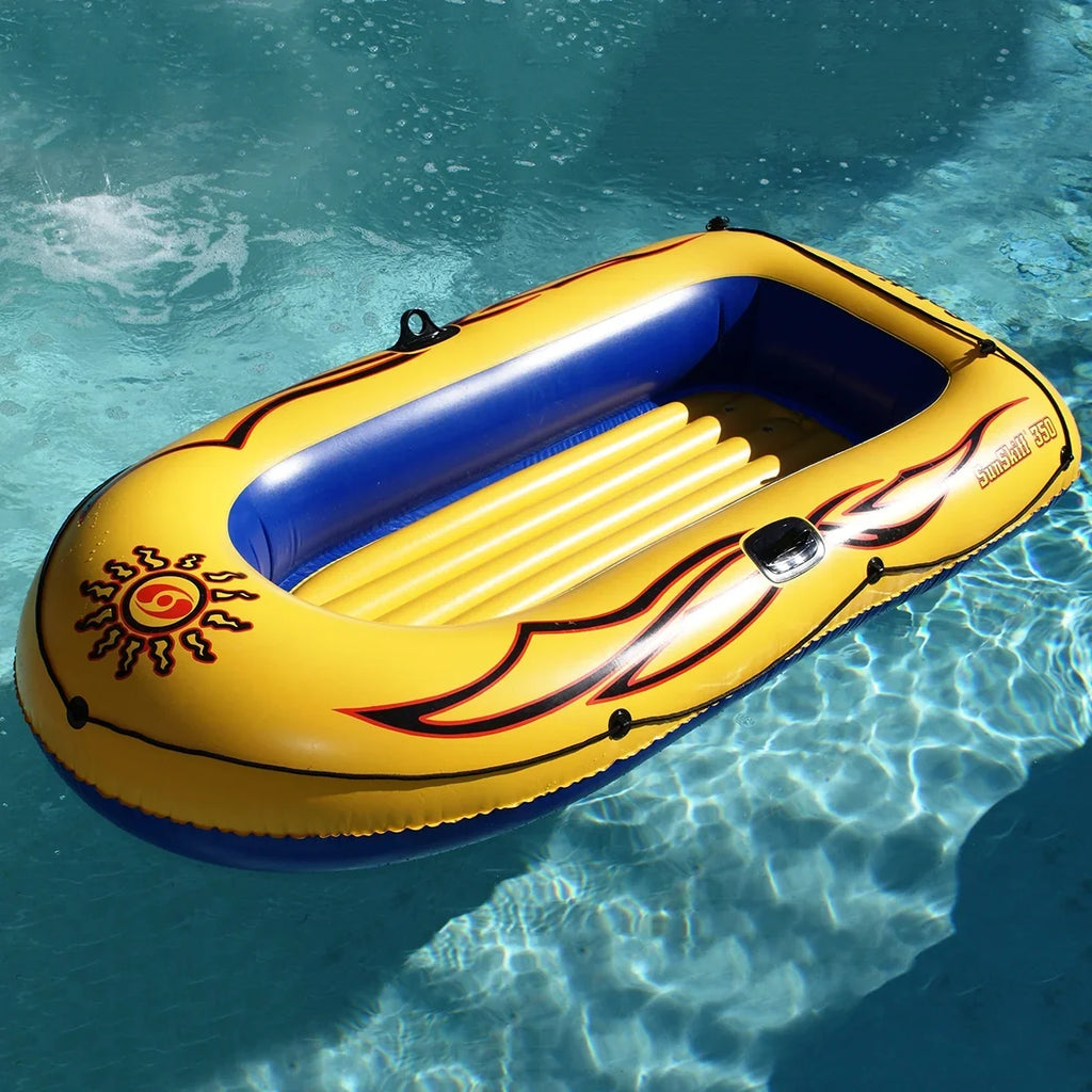 Adults Kits Oar Inflatable 8 Kids Rafts for Grab Yellow Comfortable 3 SOLSTICE Base Air Size W/ Holders Line & Dinghy Pole Boat Cushioned Ft Comes Person Sunskiff Floor