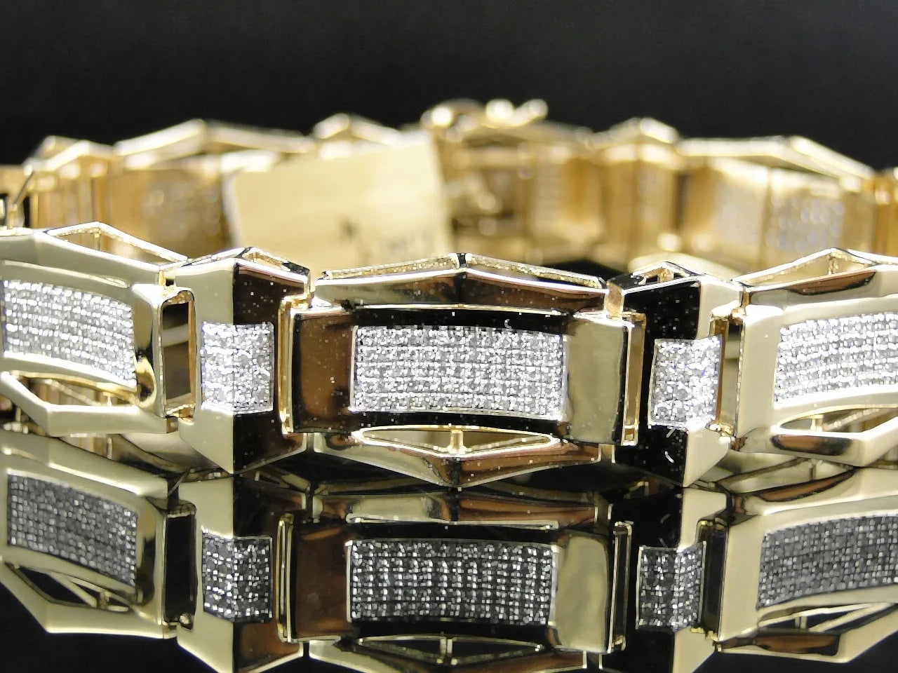 Bracelet Cut Mens 10K 8.5 Set Ct 3.1 Pave Genuine Gold White Inch Diamond Round