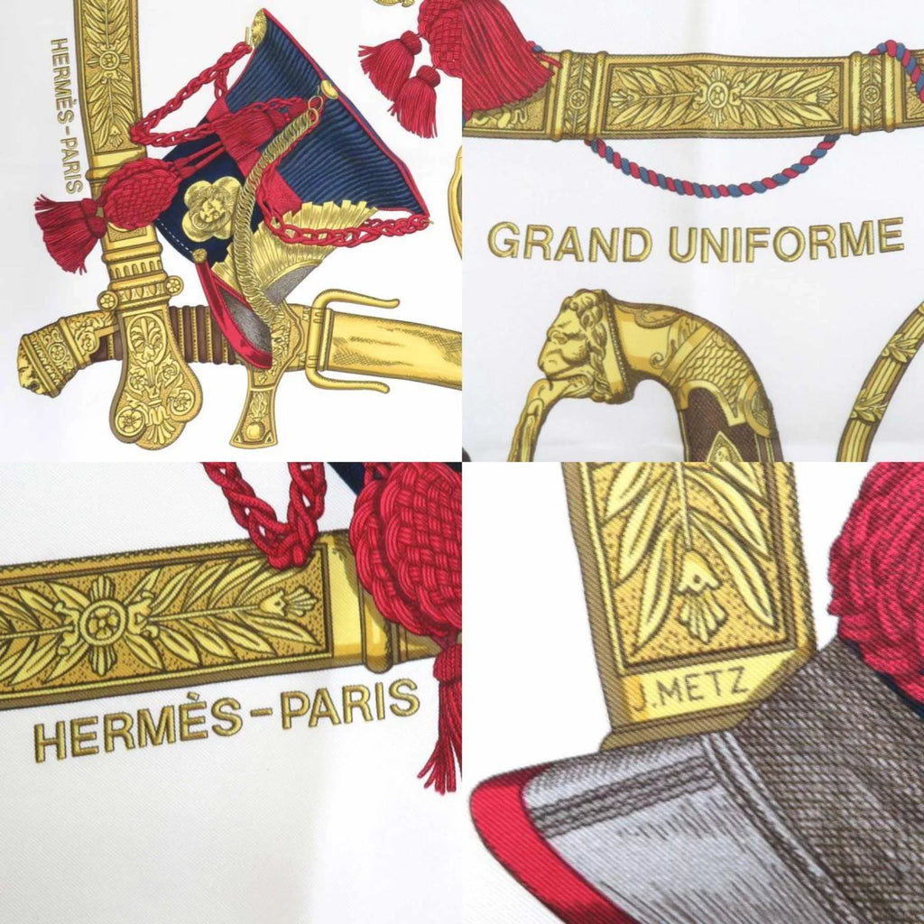 Silk Carre Scarf (Good) UNIFORME Off-White/Multicolor Hermes Pre-Owned 90 GRAND HERMES Ladies