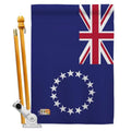AA-CY-HS-140059-IP-BO-D-US18-AG 40 Decorative Flags House Flag in. Impressions the World Cook x Home Garden Pole & Double 28 Flag Bracket & Vertical Hardware Americana Nationality Sided of Set Islands