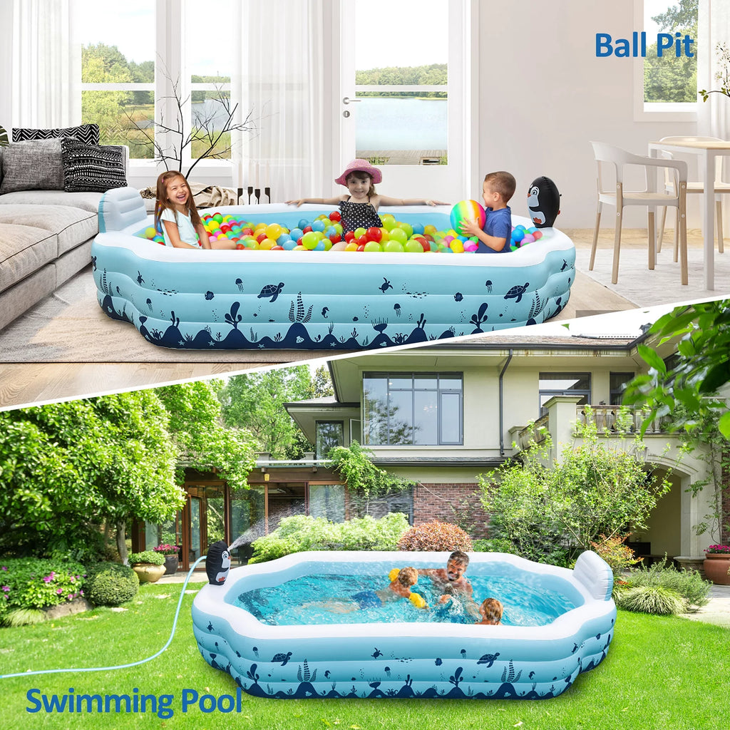 for x Adults, Sized 20'' Full Pool and x - 76'' Thickened Sebor Kids Pool Swimming and Sprinkler - Above Fun Garden, and Design for Seat with Ground Outdoor 10.3Ft Backyard, Inflatable Family,