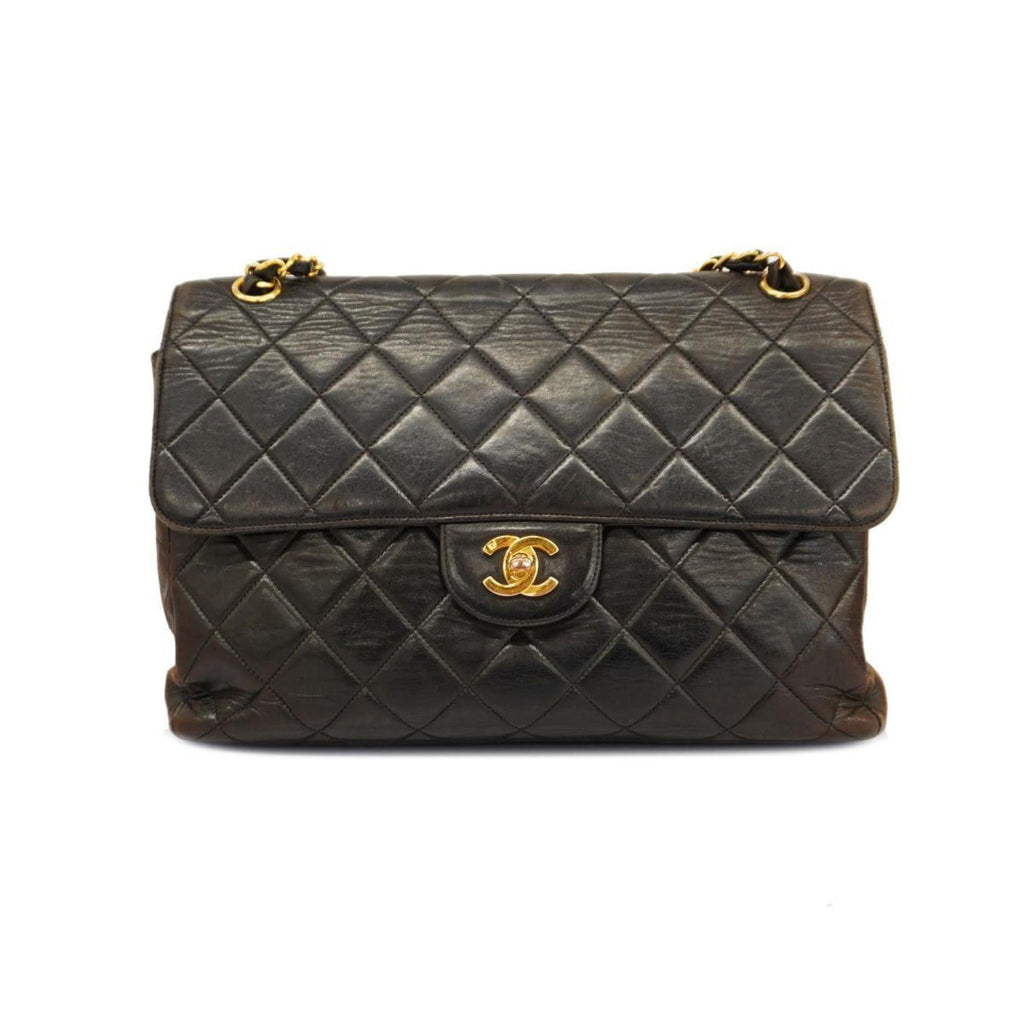 Women's Bag Matelasse Shoulder (Good) Pre-Owned Lambskin Double Chain Black W Face Chanel