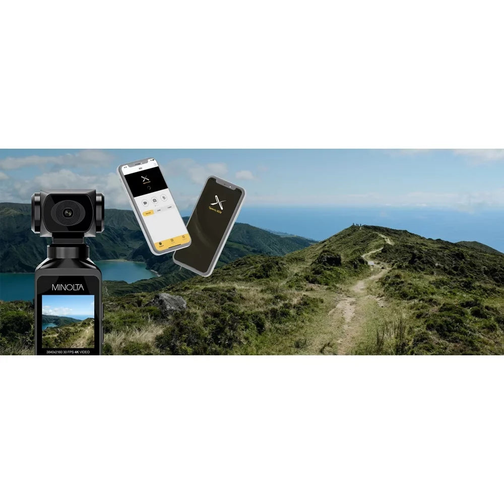 (Black) & 4K Waterproof Minolta HD Ultra Housing Pocket w/WiFi MN4KP1 Camcorder