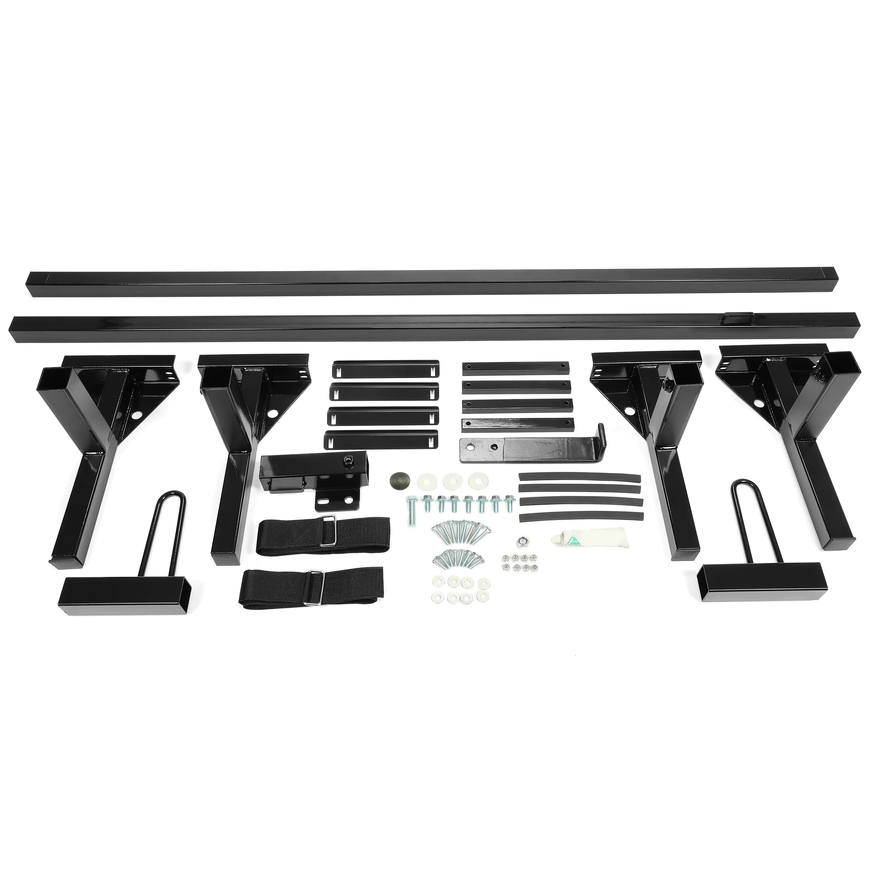 GMC Kojem Roof Rack Rack Vans 2 Universal Full-Size Ladders Carry Steel Bars Mount E-Series Adjustable Chevy Express Savana Ford for 68"-75"