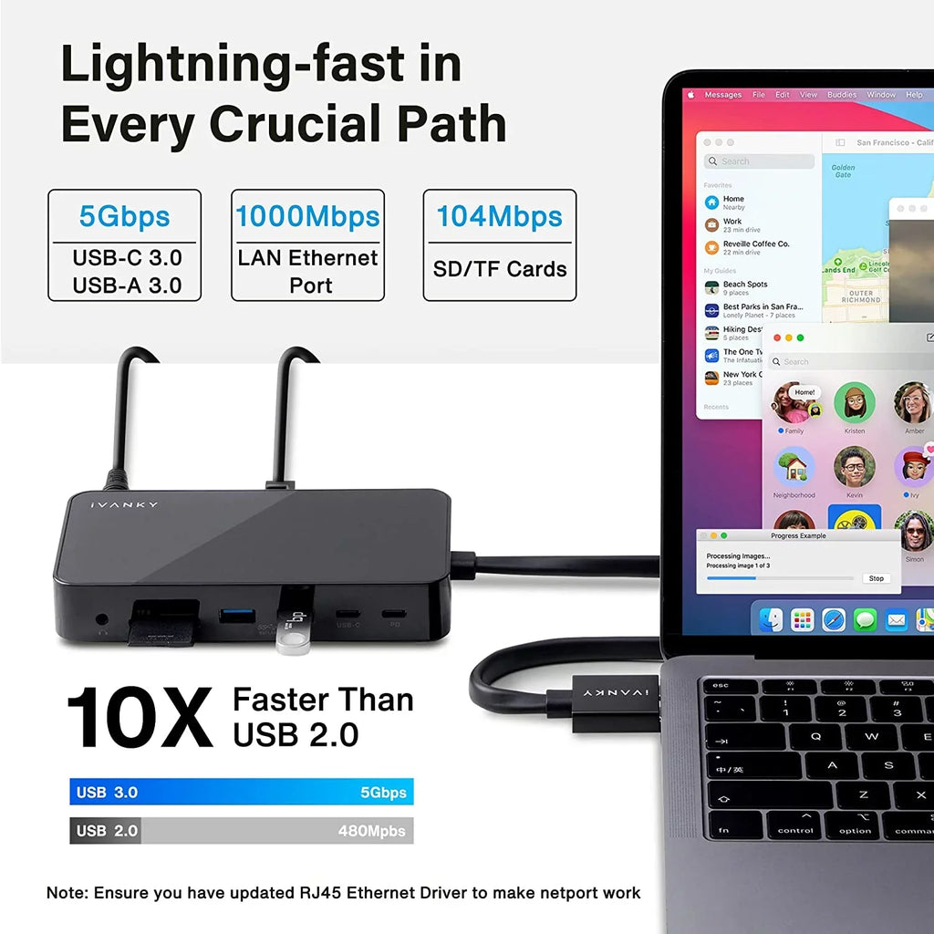 in Power Station 2 Pro Adapter, Station MacBook iVANKY VCD03-US 12 USB Docking C Dual 4K@60Hz 180W