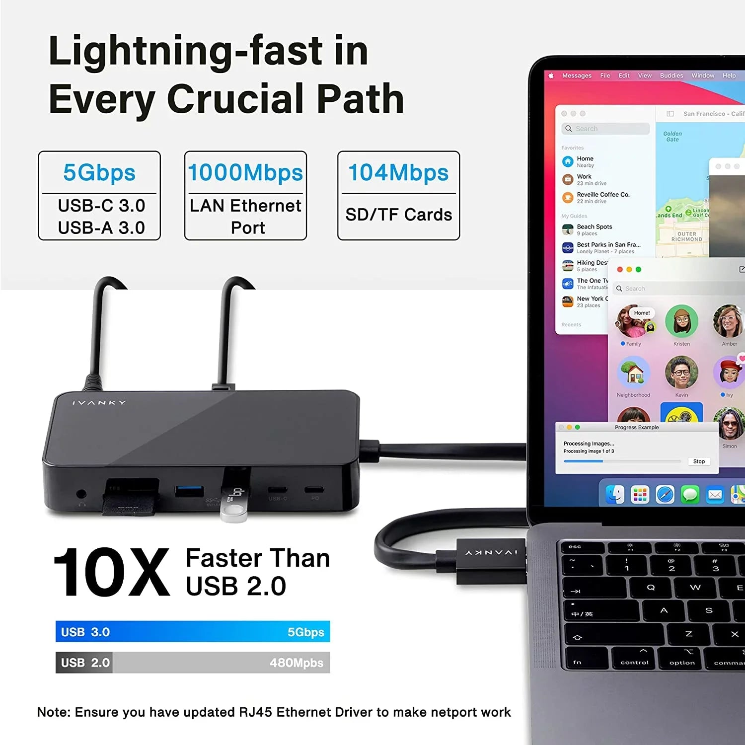 in Power Station 2 Pro Adapter, Station MacBook iVANKY VCD03-US 12 USB Docking C Dual 4K@60Hz 180W