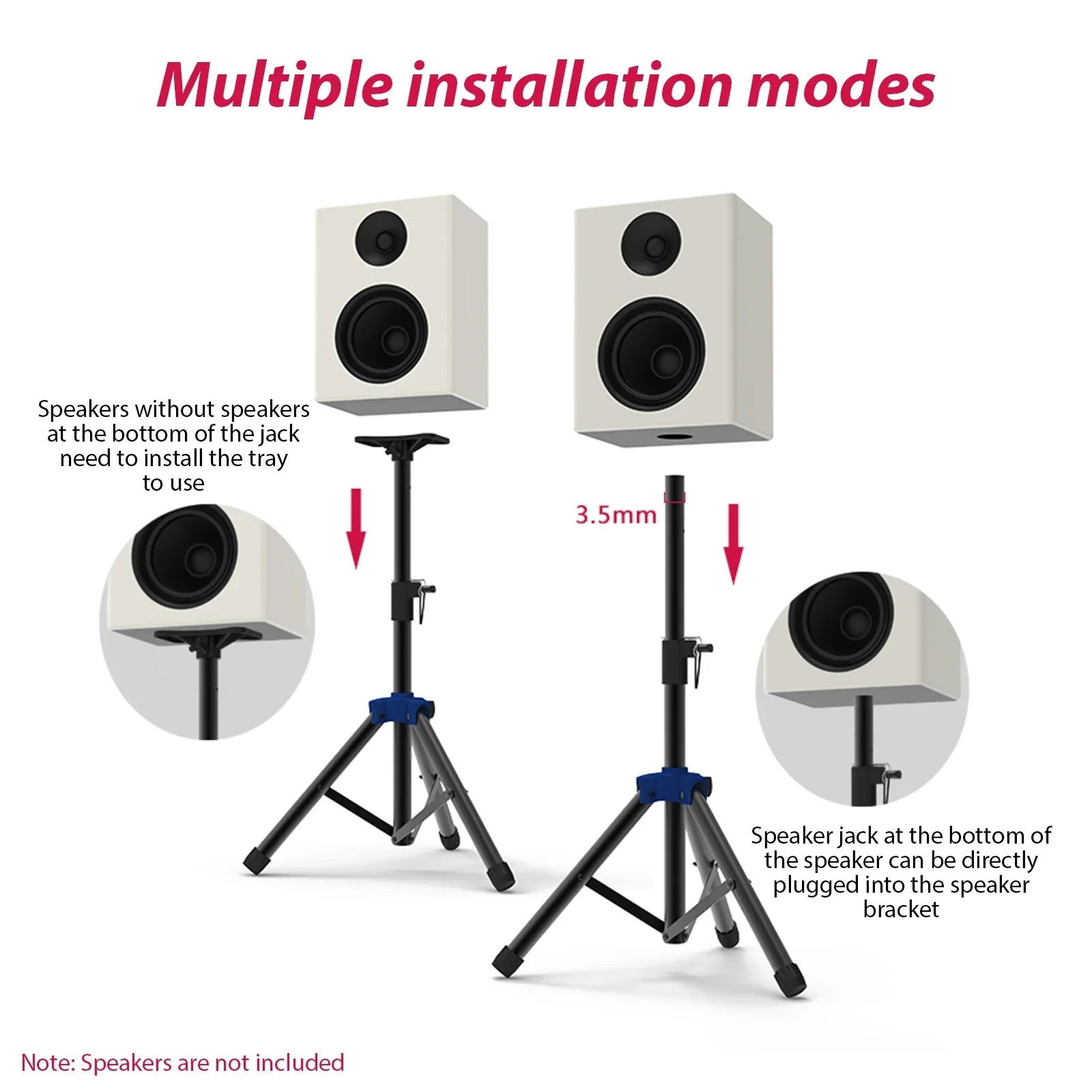 Bracket, Duty for with Telescoping Triangle Speakers Speaker Studio point Carevas Height, Stand Base Three Heavy