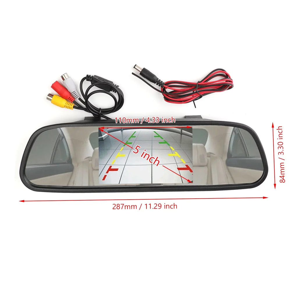 Vehicle Car Mad 5.0" Universal Camera Hornets 170 TFT 2-DAY System Monitor Kit Mirror LCD +