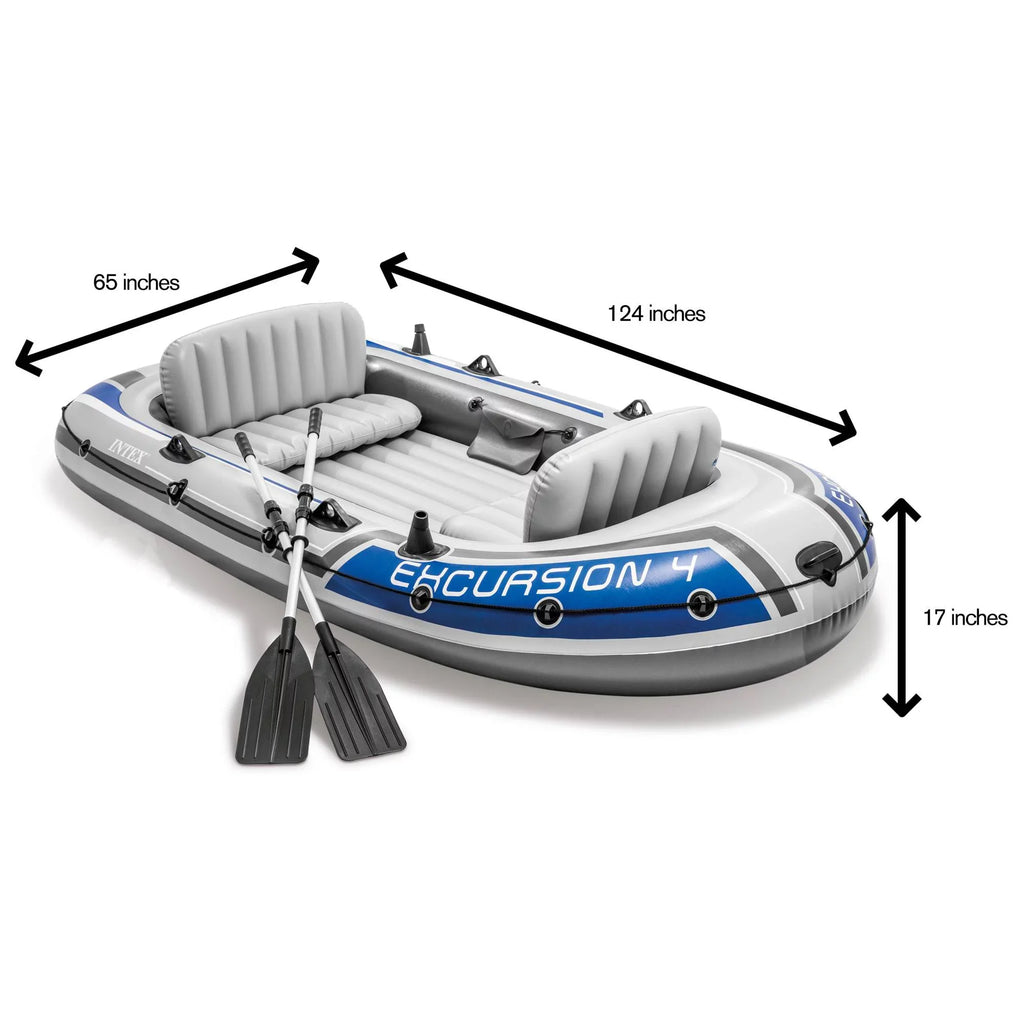 Excursion Pump Pack) (2 Person Intex Rafting 4 w/ Inflatable & Oars Boat Fishing