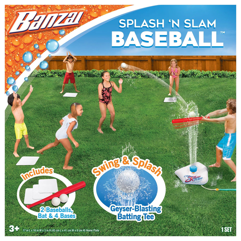 Game Sprinkler Splash 3 Slam Home , Balls Ages Plastic & Plate Bases, Plastic - Backyard Tee + Kids & Baseball Water Batting & 2 + Sports Banzai Includes - Bat Practice,