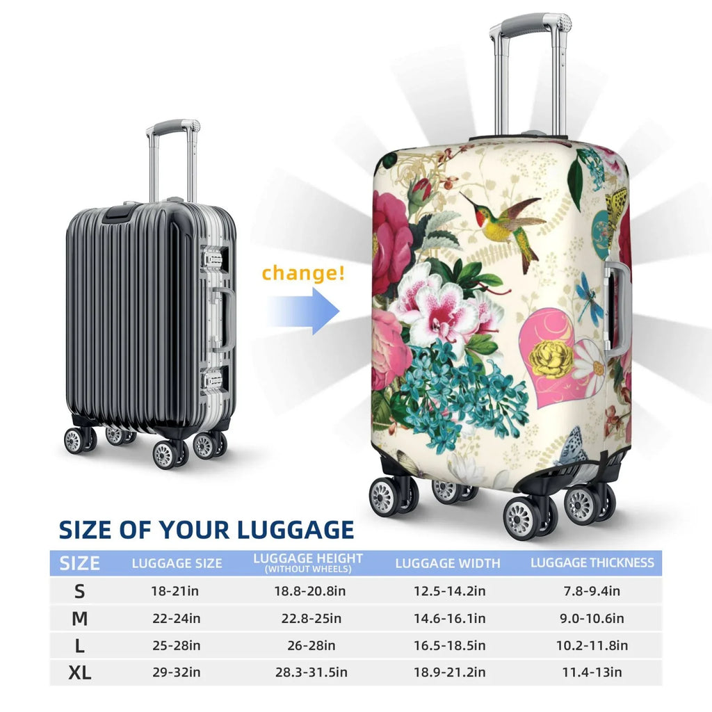 Easygdp inch Protective Rose Cover Luggage Butterfly with Elastic Print Zipper Suitcase 18-32 -Medium and Washable Bird Fits Hidden