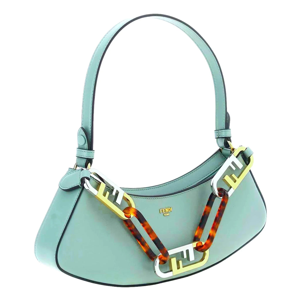 Calf Hobo Blue Shoulder Fendi Tiffany Bag Swing O'Lock Leather Small