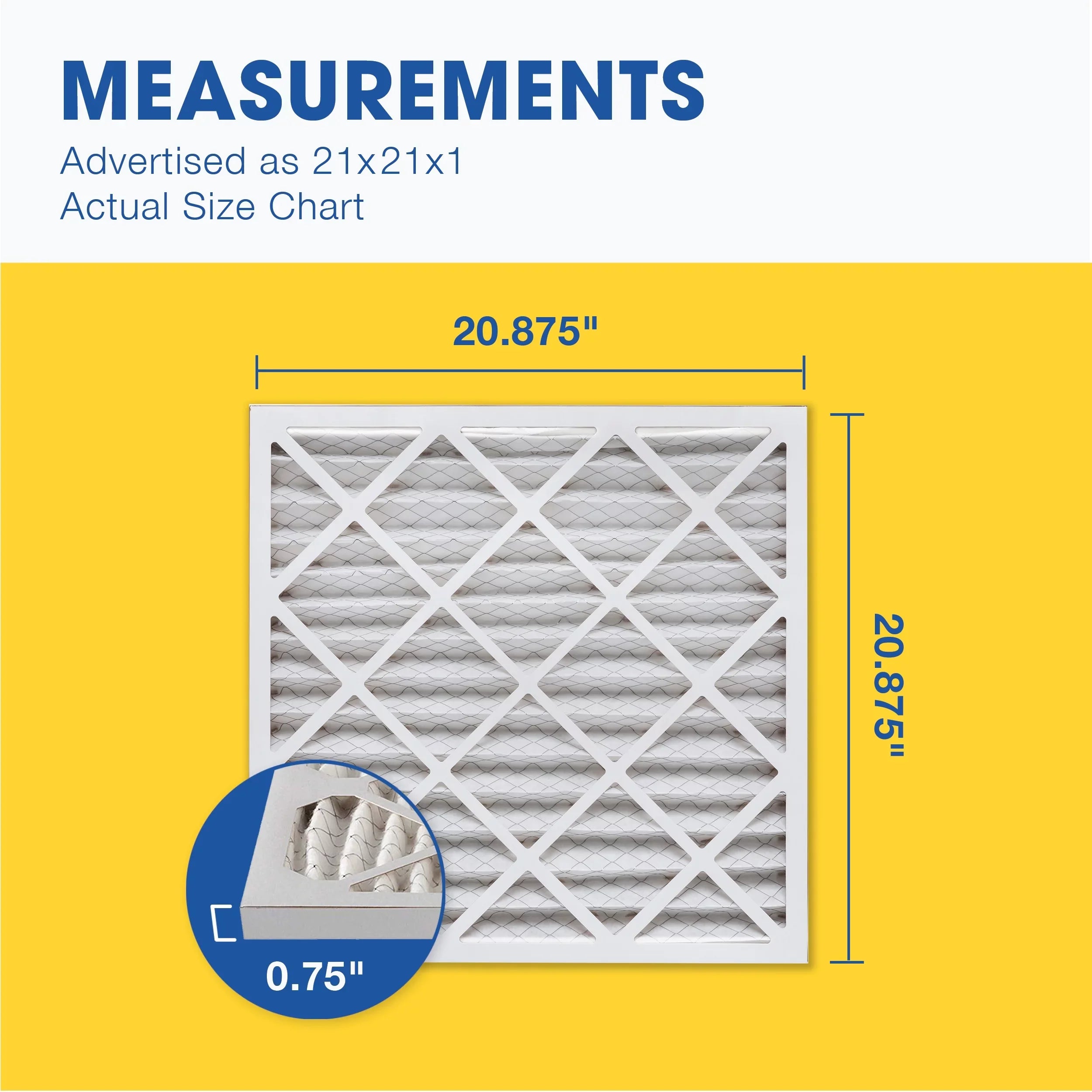 Pleated AC MERV Pack Filter, Aerostar Air Furnace 6 Filter, 21x21x1 8 Air