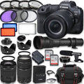 Video Camera Memory & Frame Accessories: R5 Microphone, More 420-800mm RF Lenses, Extra 2X Case 64GB Light, STM Canon 75-300mm LED Full & EOS Battery, Cards, HD Mirrorless with 24-105mm + III