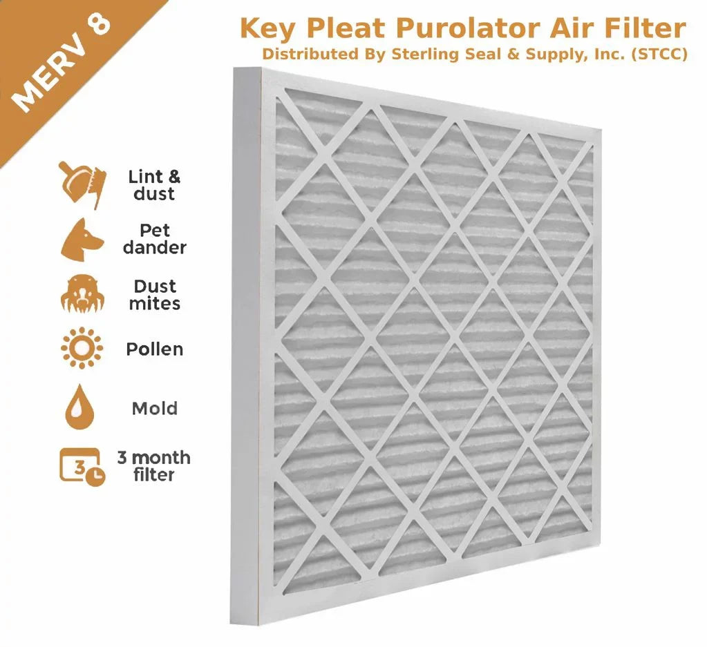 Pack) Air Purolator Pleat (6 Key Filter 8 MERV 14x25x1 -