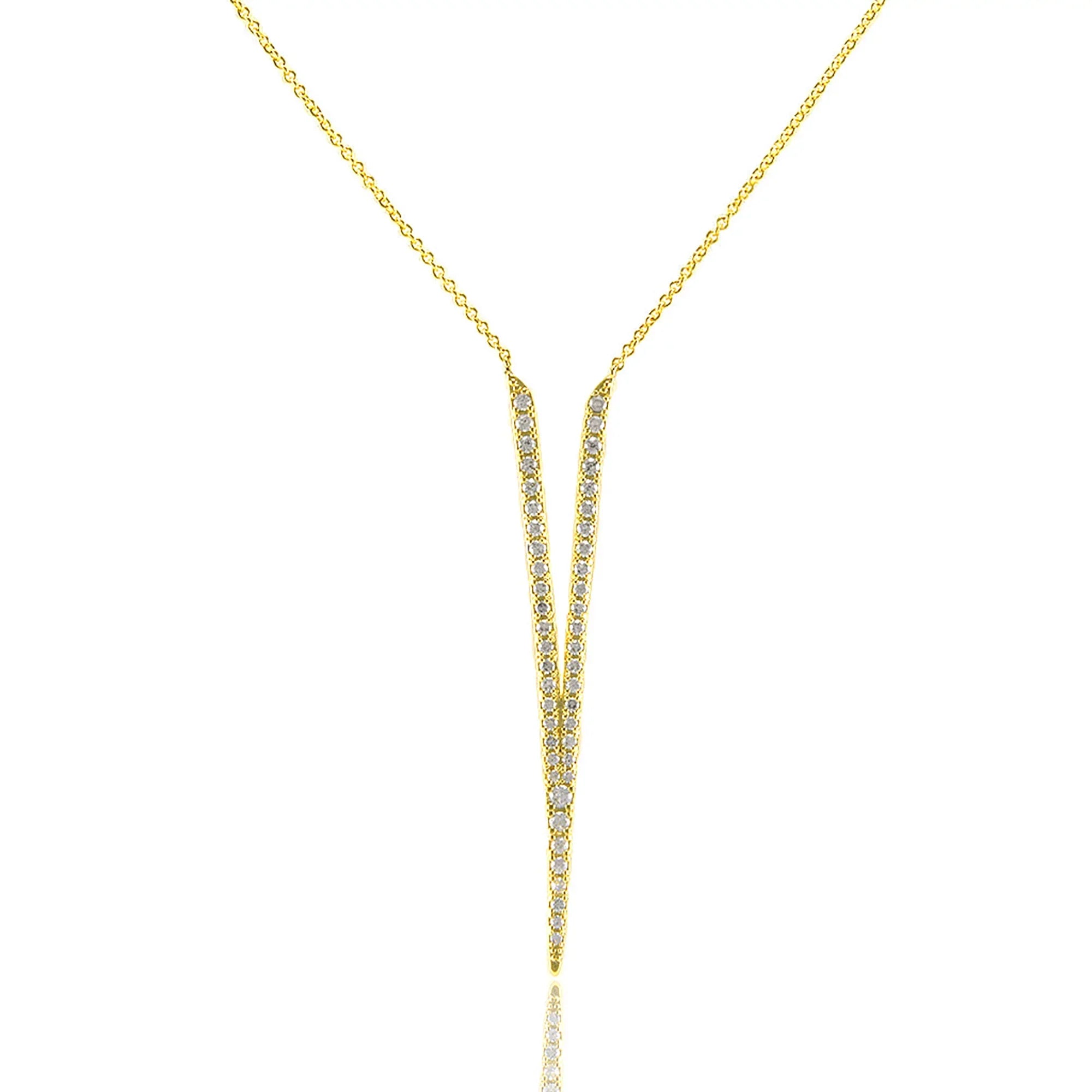 for Pointed Teens Zirconia Blue Cubic Gold V Women, Drop Boutique Necklace Inc Pendant Box