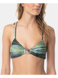 V Strappy Neck Removable Women's Deep CAMUTO Waves Midnight Swimsuit Top Printed VINCE Stretch Green Lined Cups XS